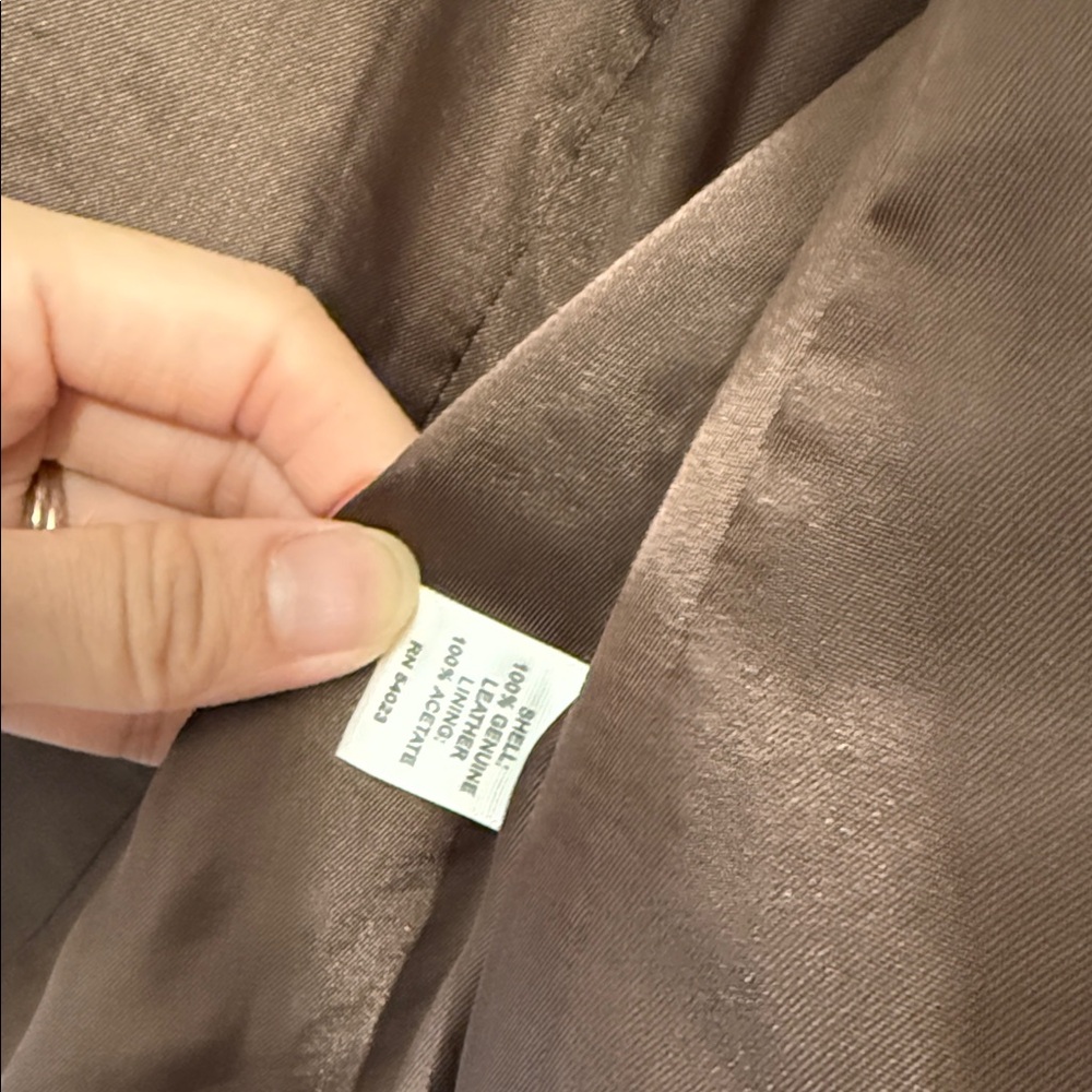 Tan Double-Breasted Leather Jacket - image 3